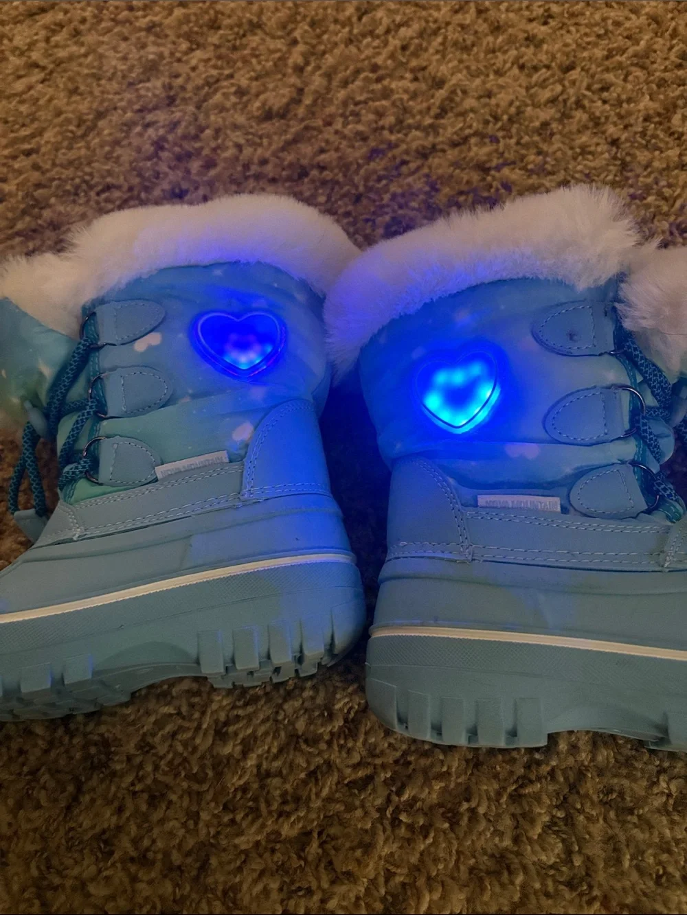Amazon Kids Blue Light-Up Faux Fur Winter Boots